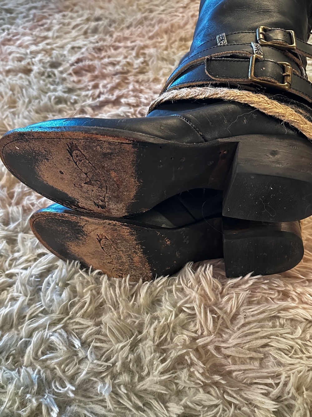 Freebird Drove Distressed Black Leather Boots Size 7 - Picture 15 of 15
